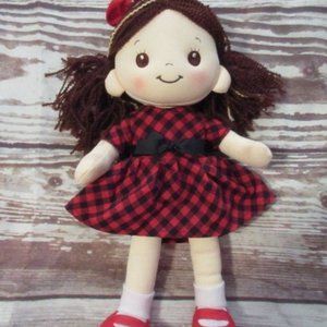 Linzy Doll Brown Hair Eyes Plus Buffalo Red Dress